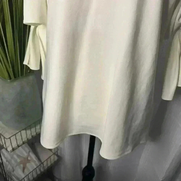 Boston Proper Women’s M Heavy Ivory Cold Shoulder V Neck Dressy Lined Tunic Top - Picture 3 of 10